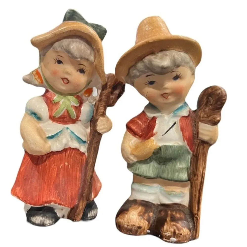 Vintage Salt & Pepper Shakers Boy‎ & Girl Shepherds Ceramic